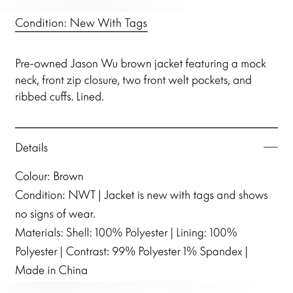 Jason Wu Camel/Tan Snap Button & Zip Crop Bomber Jacket - Picture 6 of 6